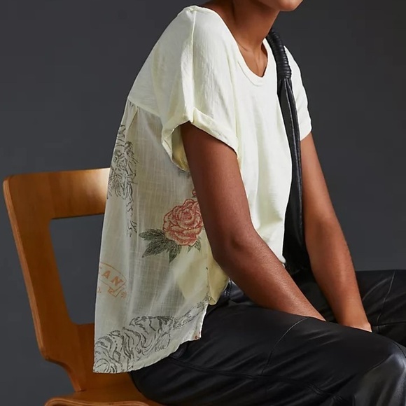 Anthropologie Pilcro Washed Tiger Graphic Back T-Shirt - Picture 1 of 12
